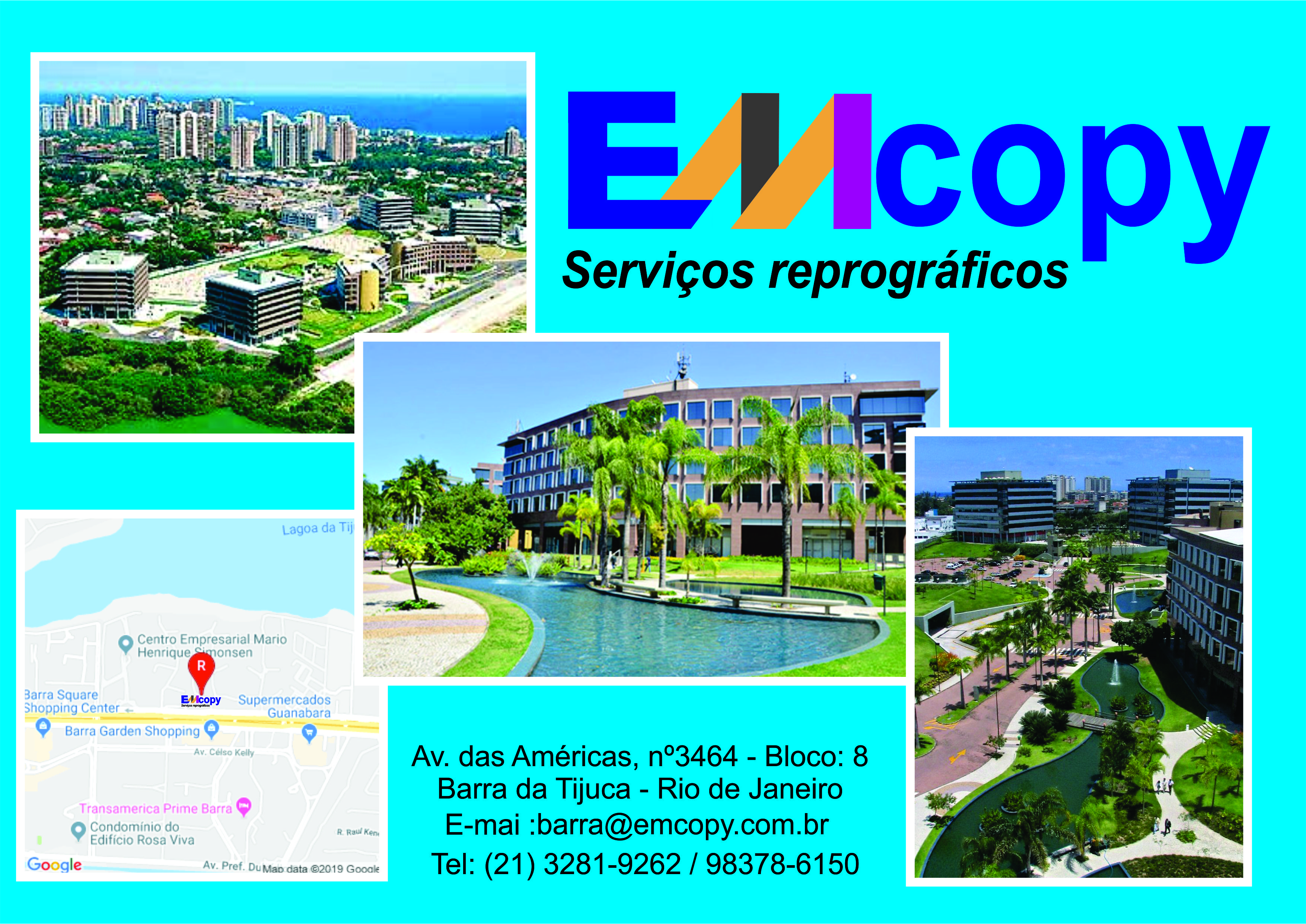 Banner com imagens da localização da Emcopy